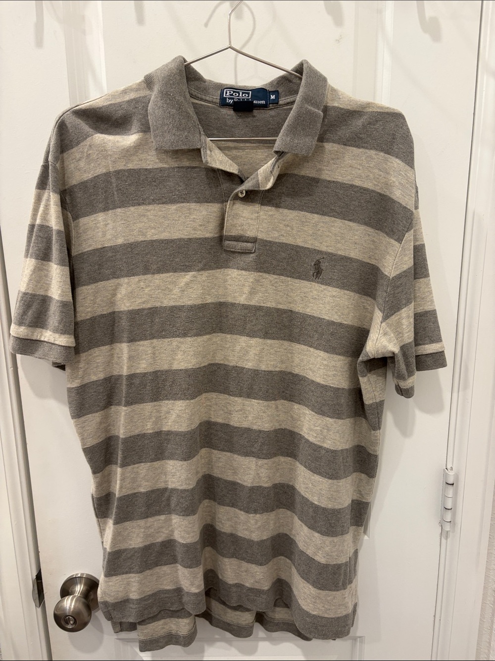 Polo by Ralph Lauren Men's Gray  Striped Polo Shirt